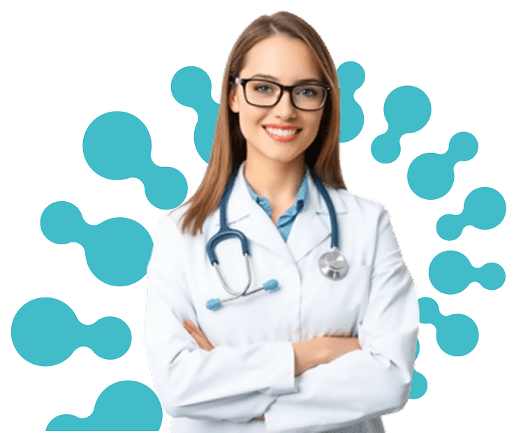 Ilustración de un doctor con una espiral de ADN